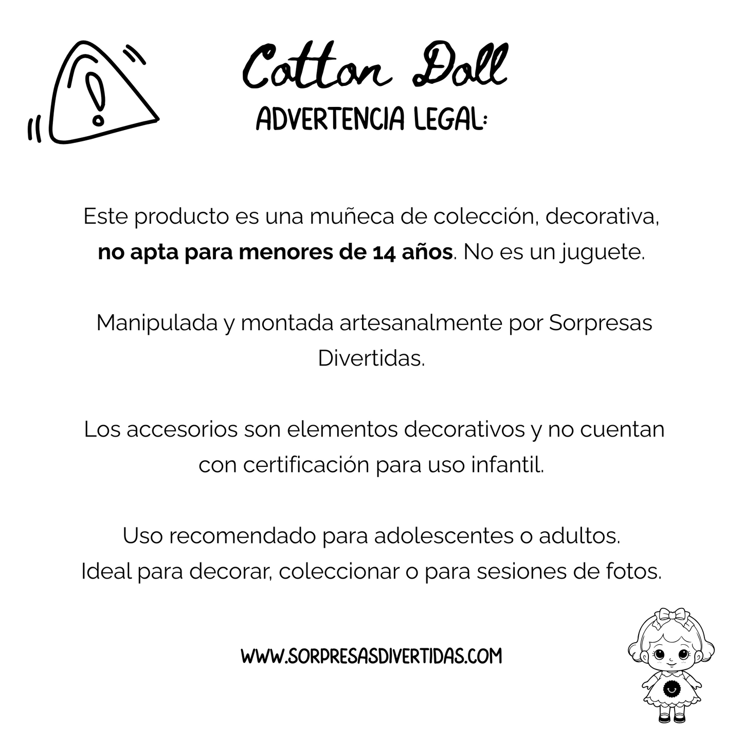 Cotton Doll Mimi Coco 🖤 Muñeca de 20cm con esqueleto interno