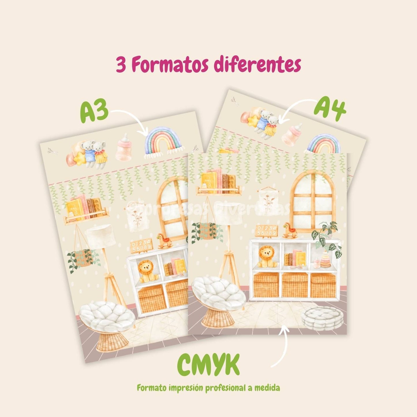 fondo decoraivo caja nadurines casa muñecas juguete