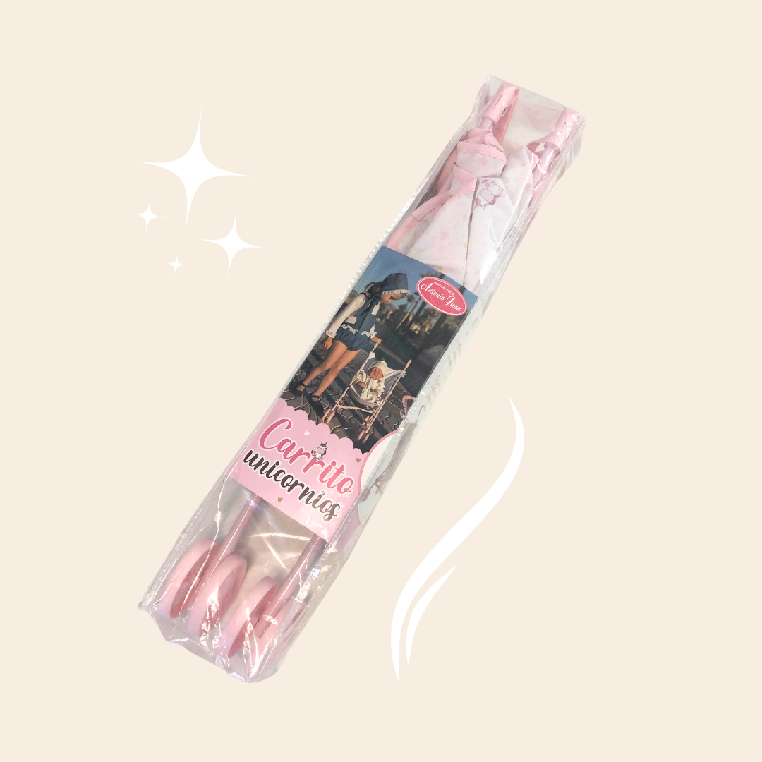 carrito de unicornios rosa para muñecas