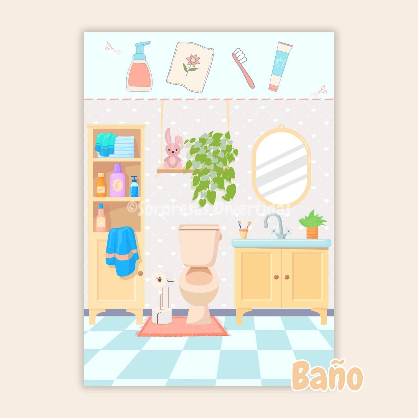 fondo decorativo aseo bano nadurines sorpresas divertidas