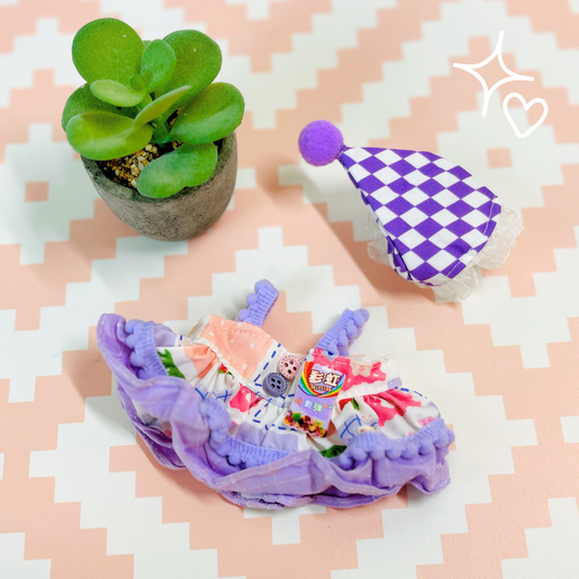 Conjunto “Party Lila” para Muñecas Cotton Doll 20cm