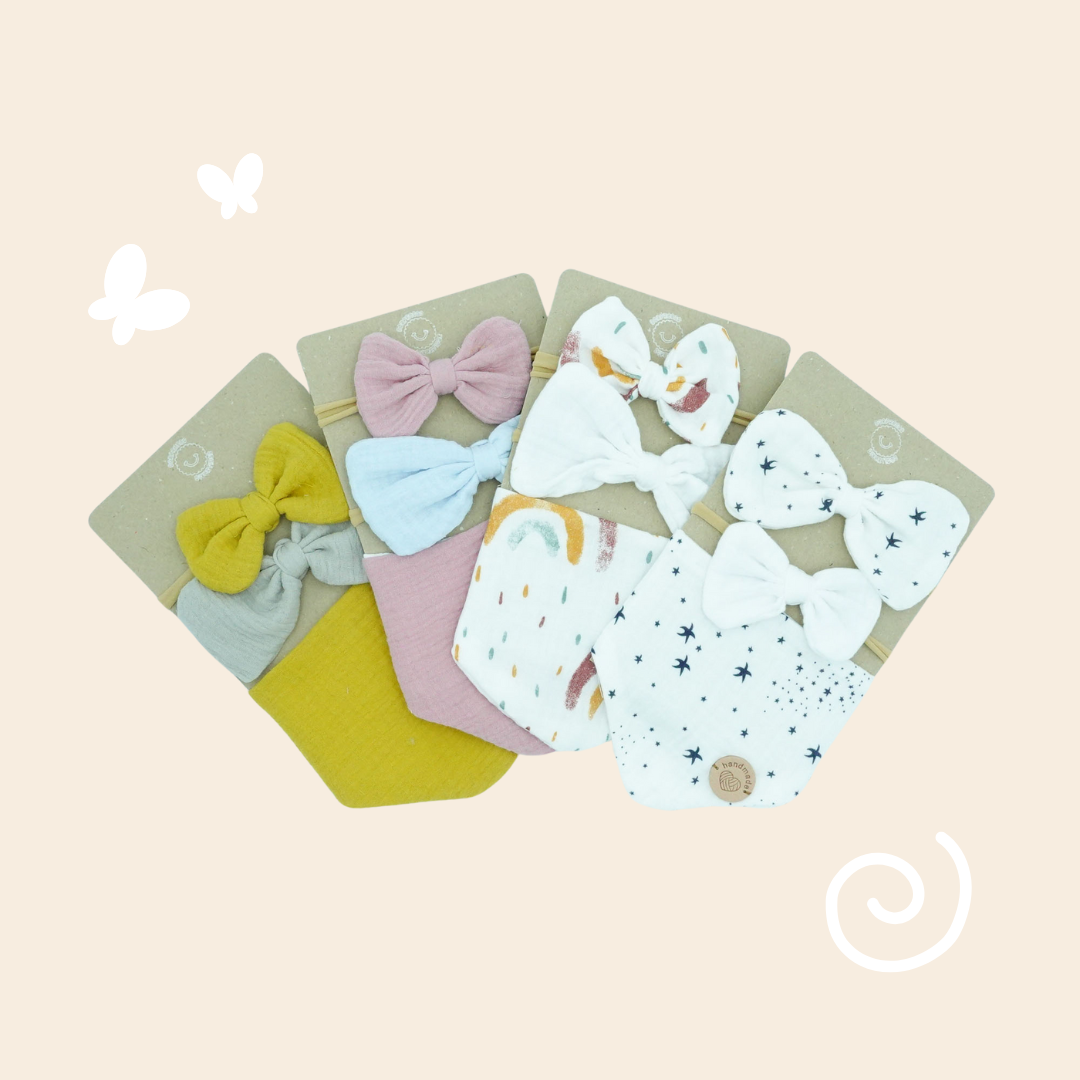 Conjunto lazos y bandana para Bebés Reborn