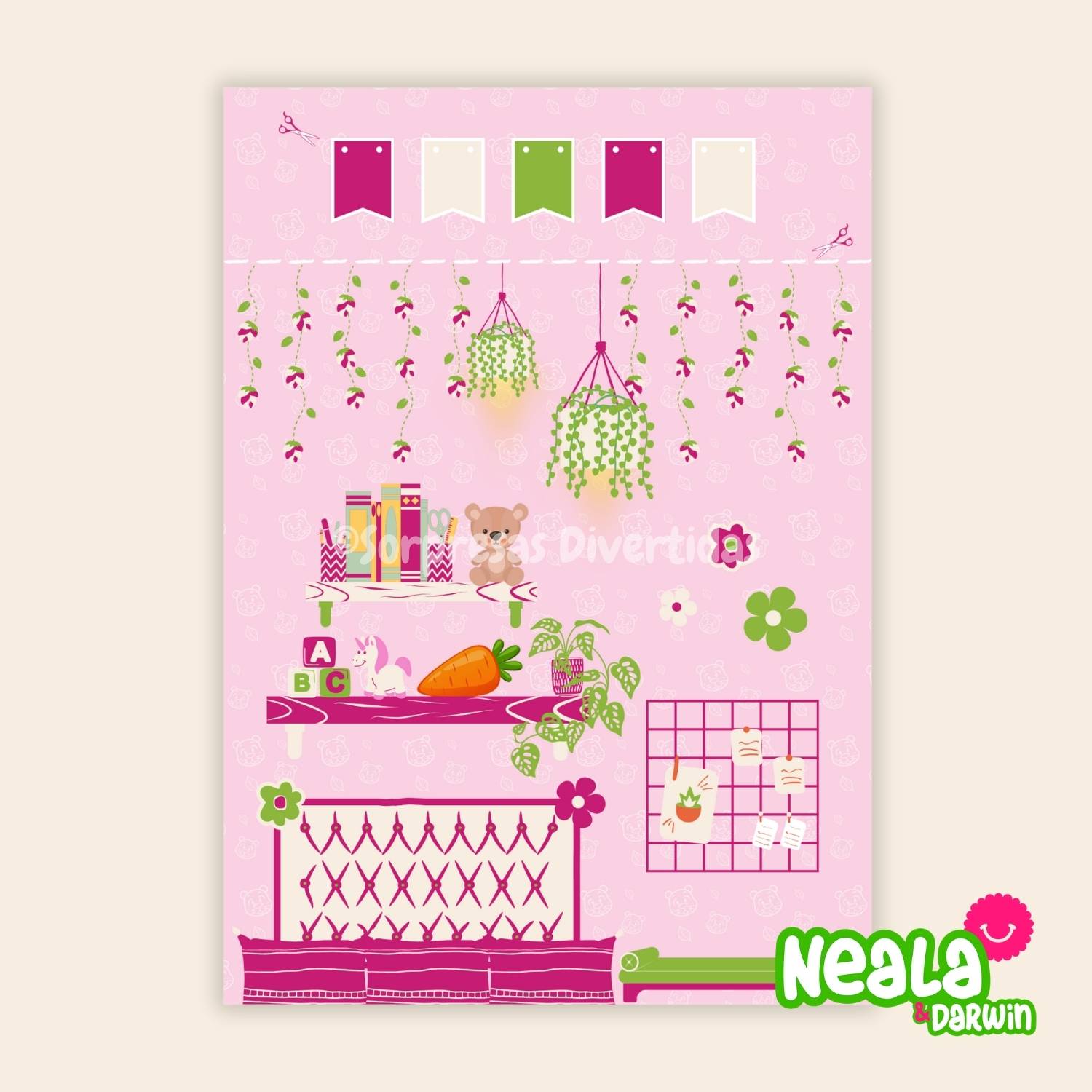 fondo decorativo munecas sorpresas divertidas cuarto habitacion neala darwin nadurines