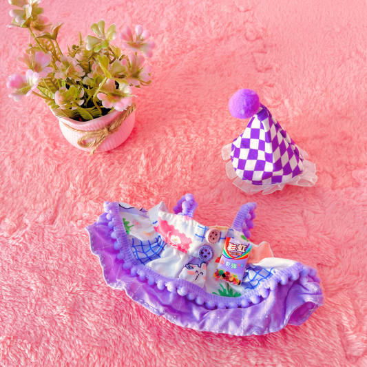 Conjunto “Party Lila” para Muñecas Cotton Doll 20cm